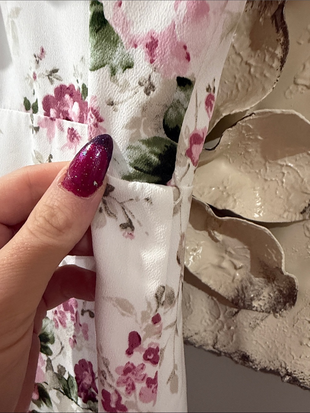 Lord Taylor Design Lab White Pink Floral Ruffle High Low Maxi Dress Size M - Picture 10 of 11